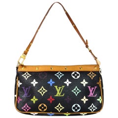 Louis Vuitton LV Black Multicolore Monogram Pochette Accessories Bag with Studs