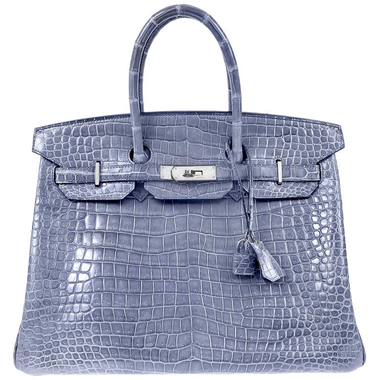 Hermès Blue Brighton Porosus Crocodile 35 cm Birkin Bag with Palladium at  1stDibs | hermes blue brighton crocodile birkin