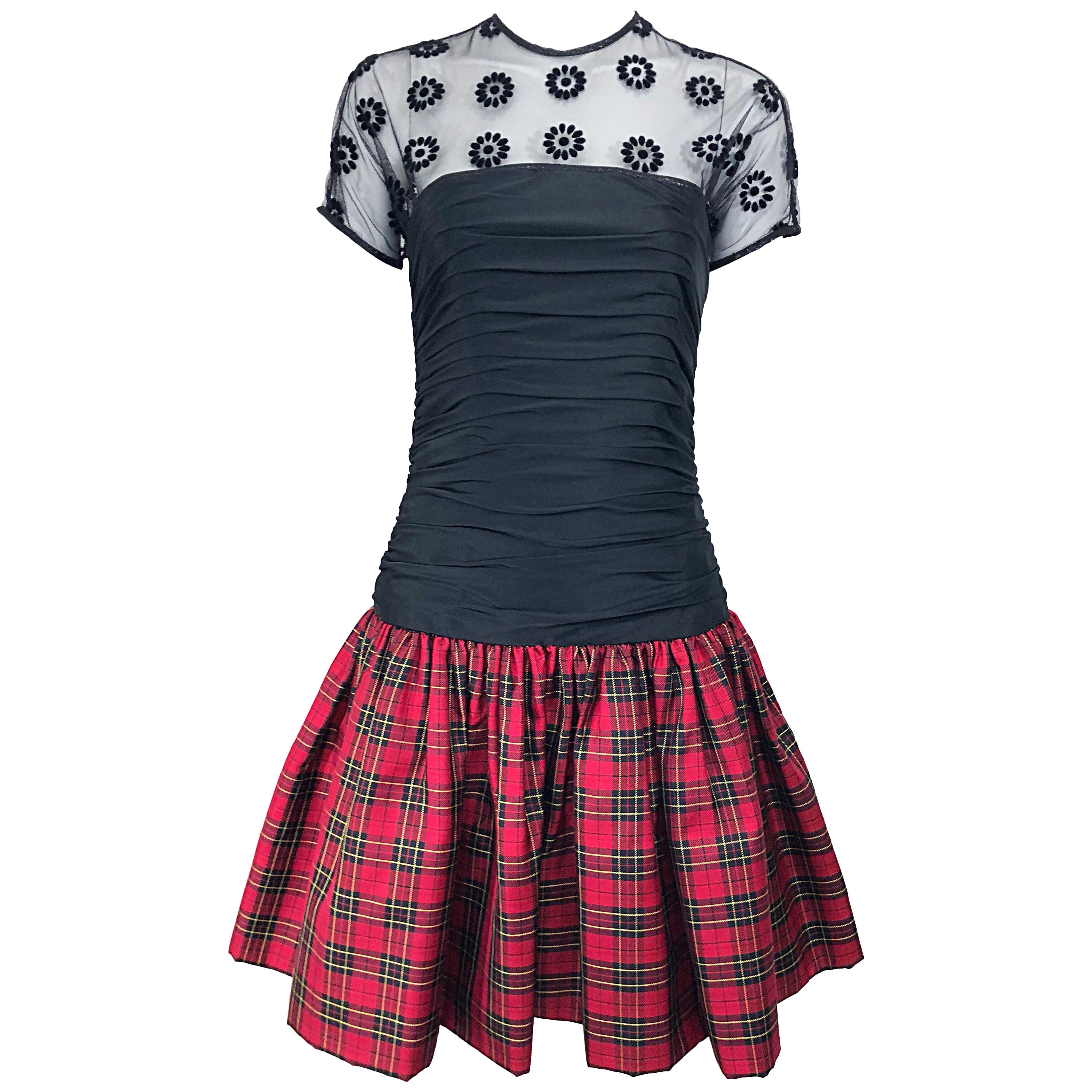 red tartan cocktail dress