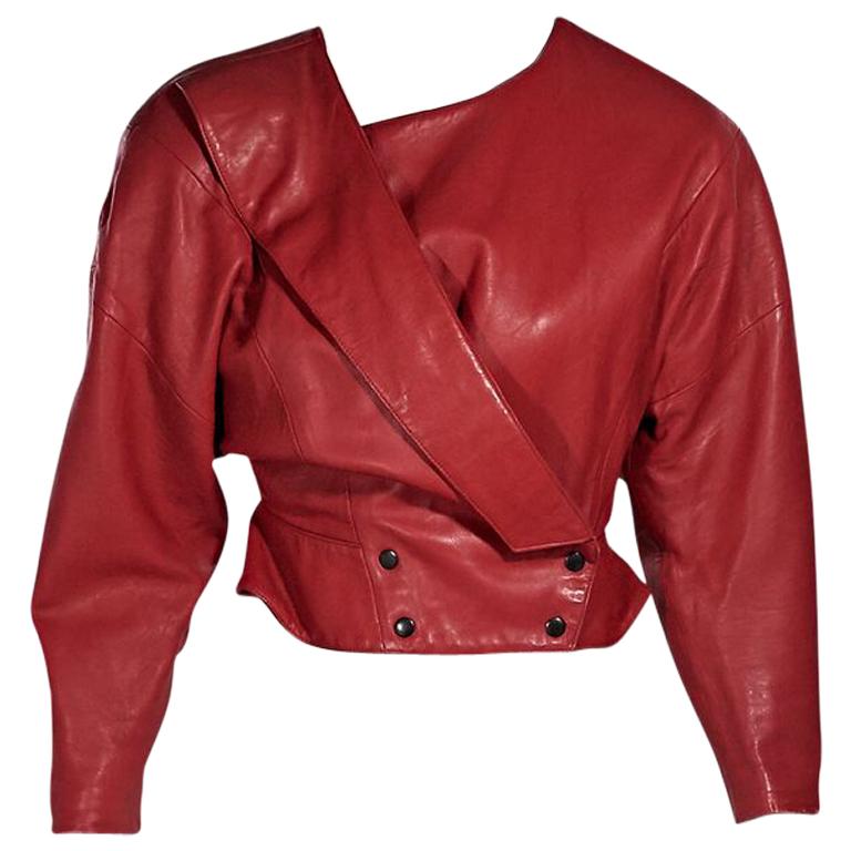 Red Vintage Michael Hoban Leather Cropped Jacket For At 1stdibs Red Vintage Michael Hoban Leather Cropped Jacket For