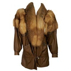 Brown Retro J. Percy For Marvin Richards Ltd. Fur & Leather Coat