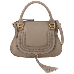 Used CHLOE c.2017 "Marcie" Gray Calfskin Leather Braided Studded Convertible Handbag