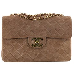 Chanel Vintage Classic Single Flap Bag Quilted Suede Maxi