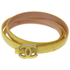 Chanel python leather yellow belt