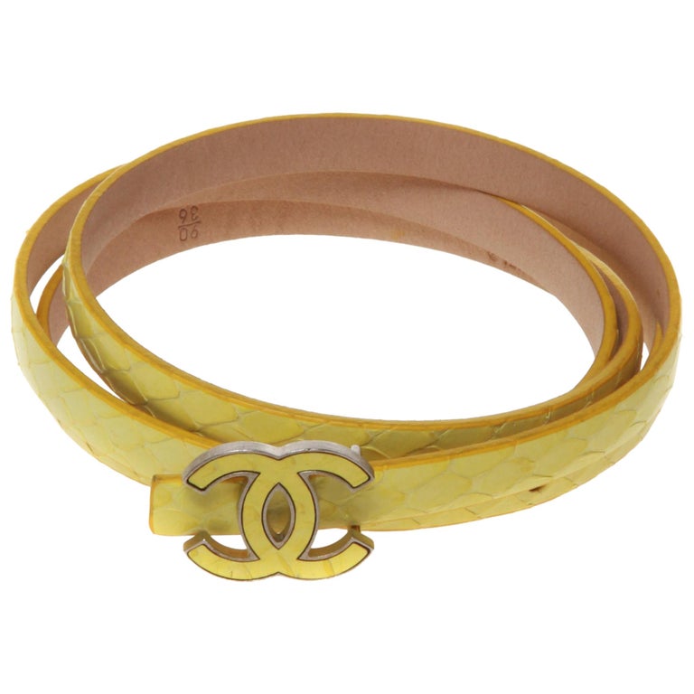 Chanel python leather yellow belt at 1stDibs yellow chanel belt, chanel yellow belt, chanel
