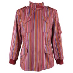 Vintage Opening Ceremony Red Multi-Color Striped Military Style Jacket