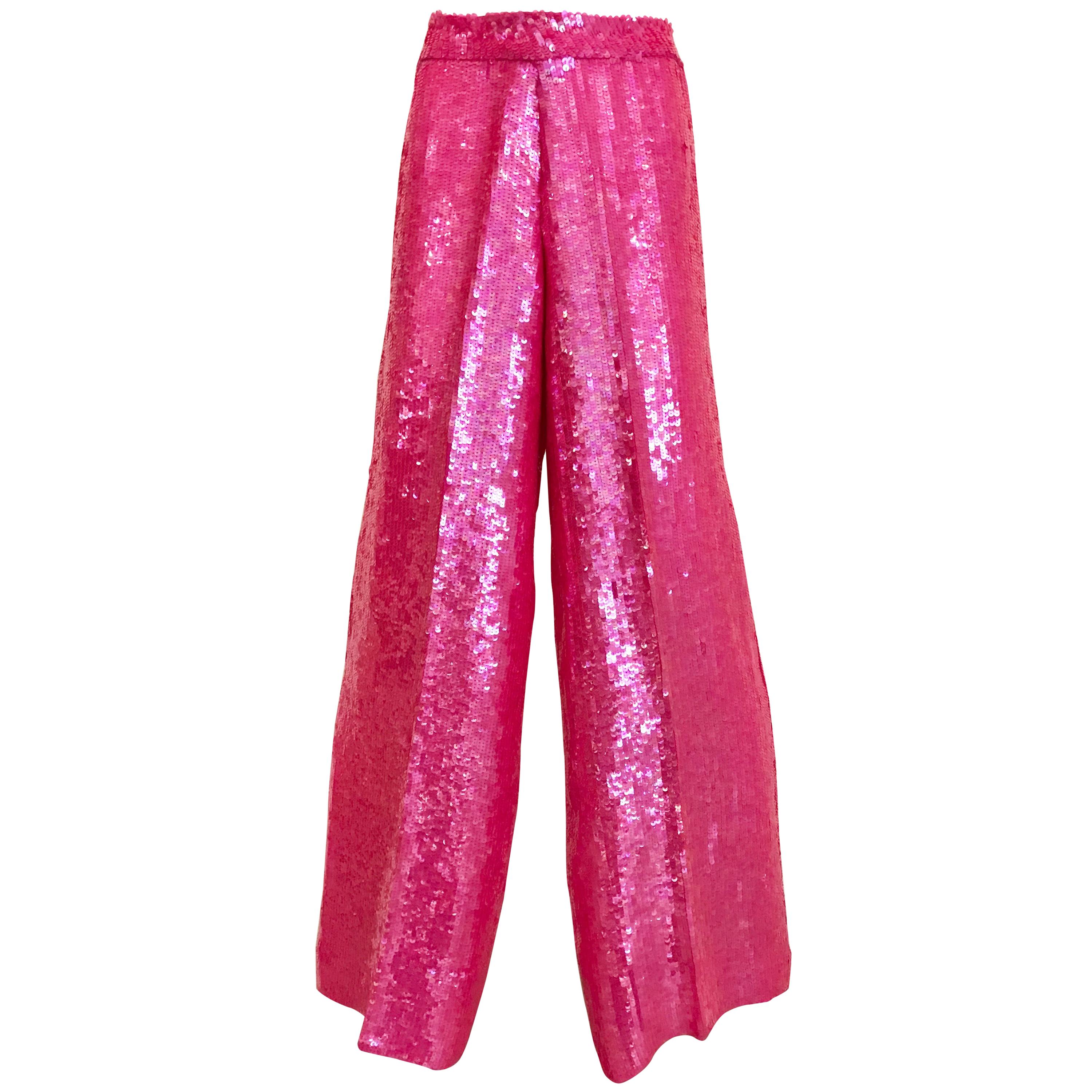 Anna Molinari Pink Sequined Pants, 1980s at 1stDibs | pink sequin pants