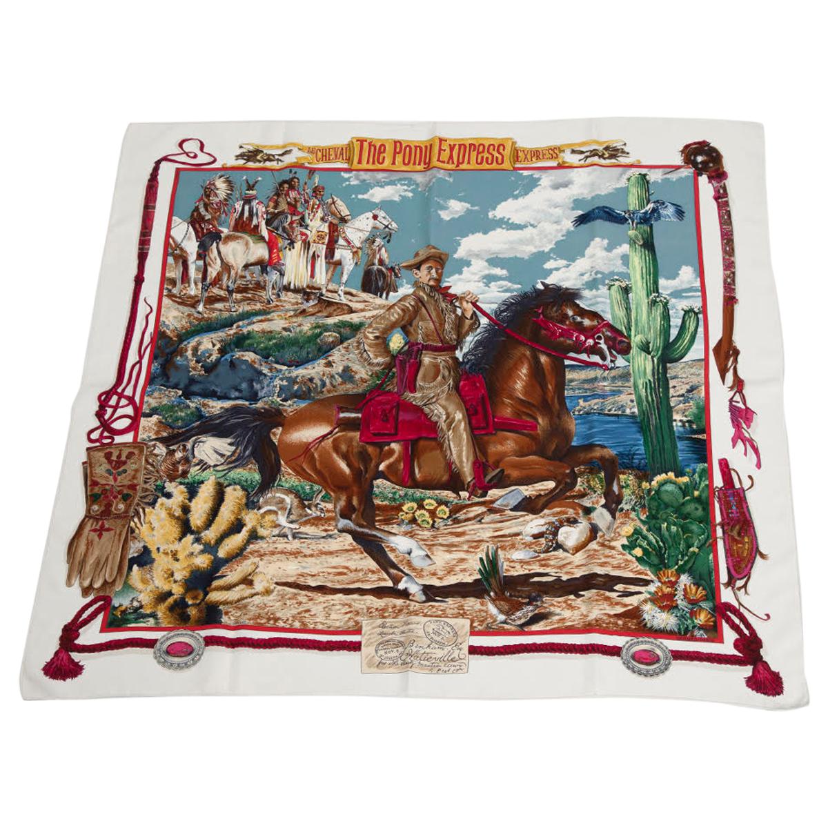Hermes "The Pony Express" Silk Twill Carre Scarf