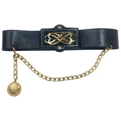 Chanel Vintage Black Leather Belt