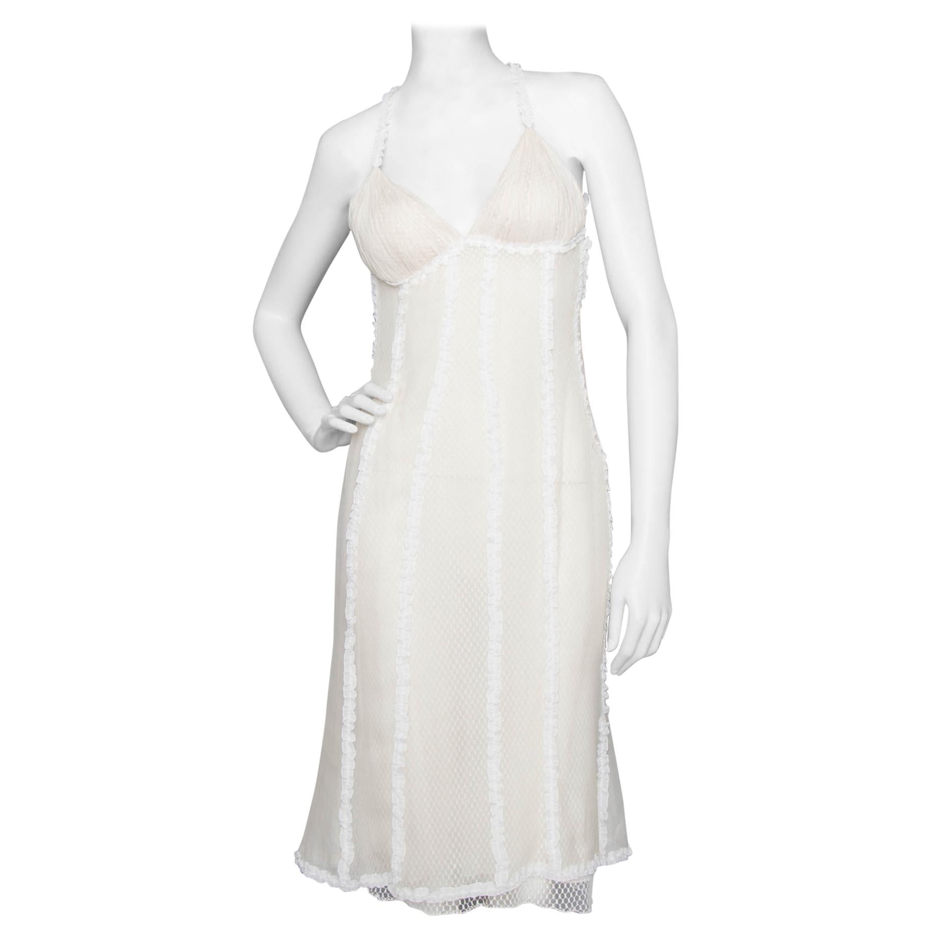 A Rare 1990s Vintage Gianni Versace Couture White Lace Dress For Sale