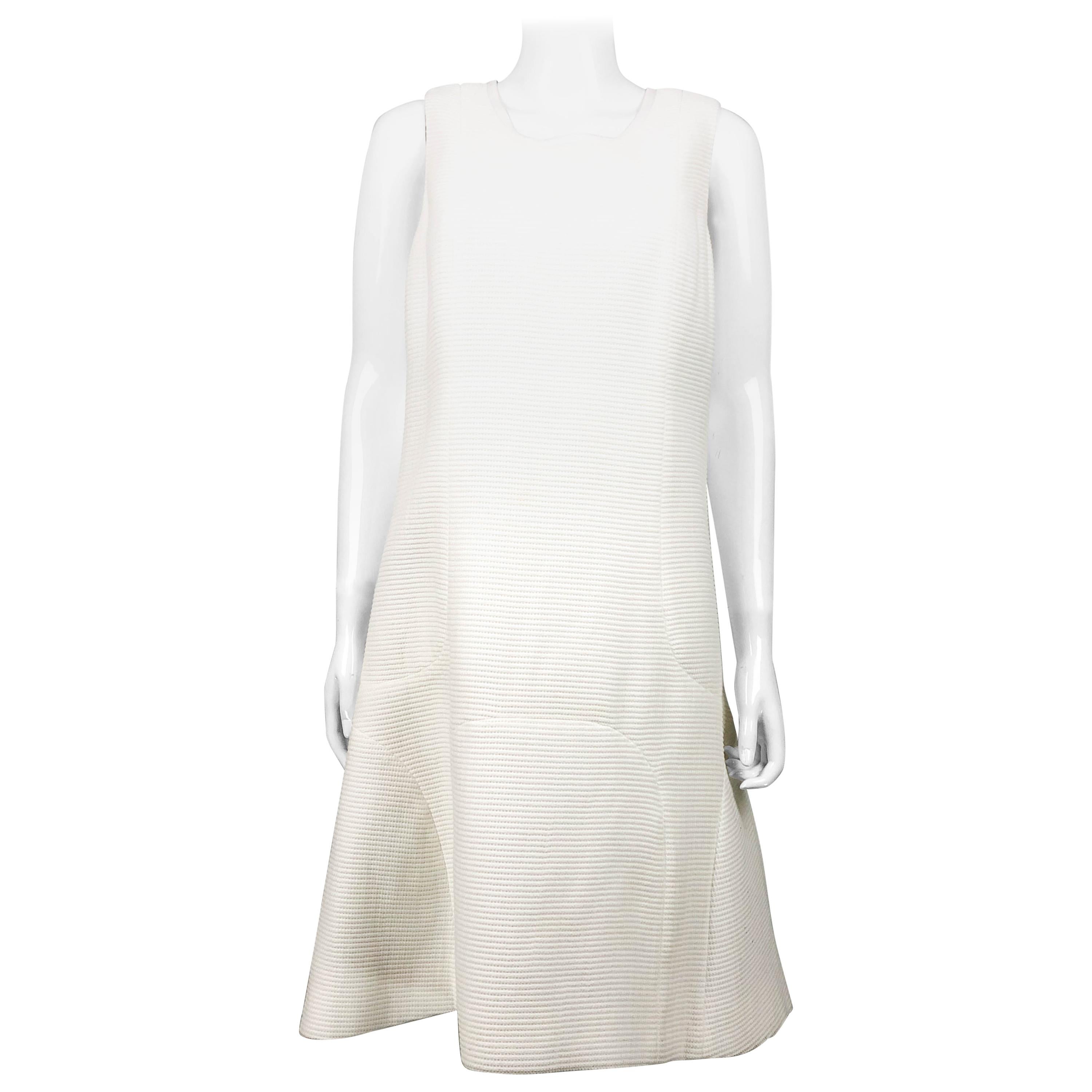 Chanel White Waffle Cotton Dress For Sale