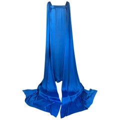 Christian Dior Haute Couture Silk Satin Caped Sleeve Dress, Fall 1978