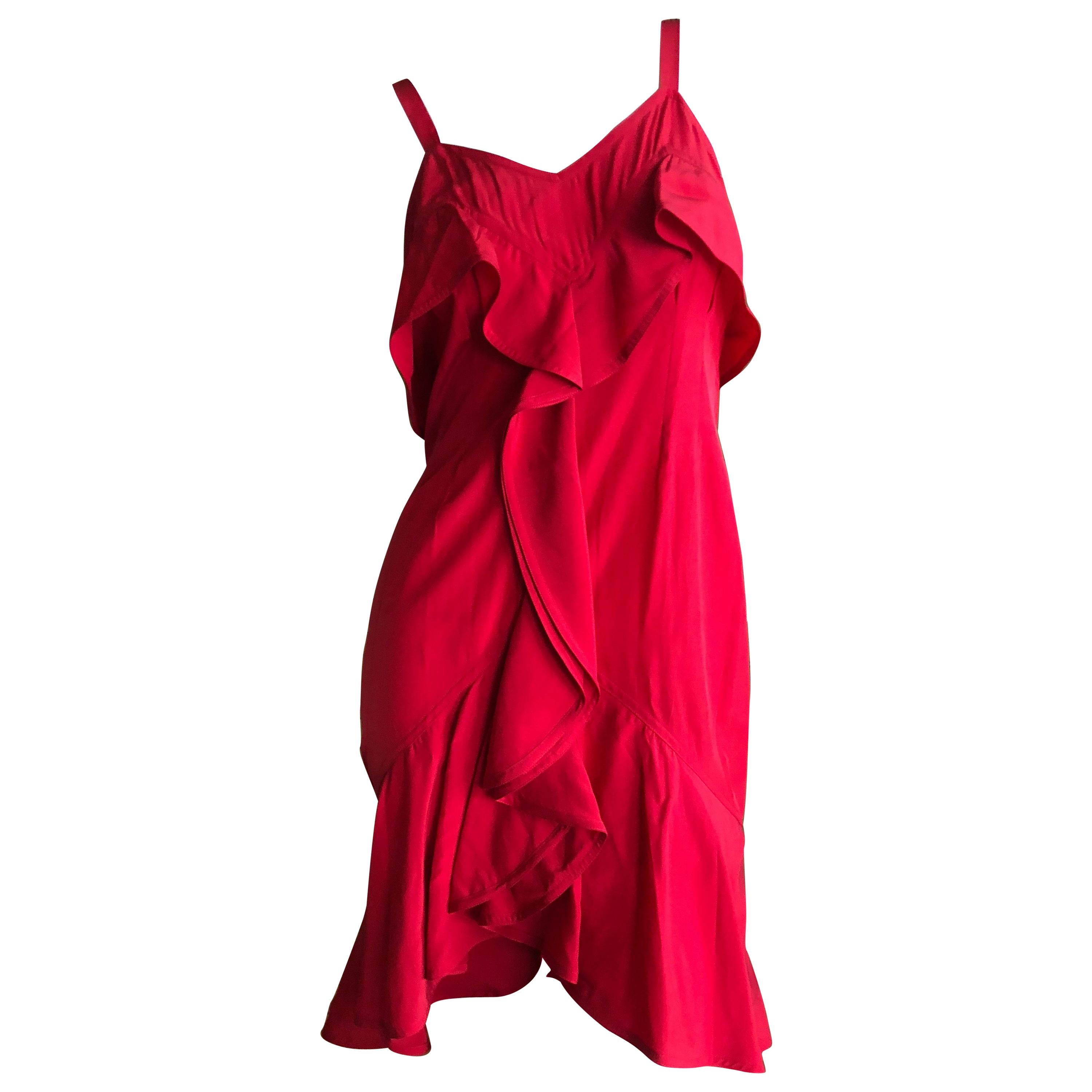 Yves Saint Laurent Tom Ford Fall 2003 Look 1 Red Ruffle Dress For Sale