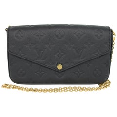 Louis Vuitton Felicie Empreinte Noir Black Pochette Chain Wallet No Inserts