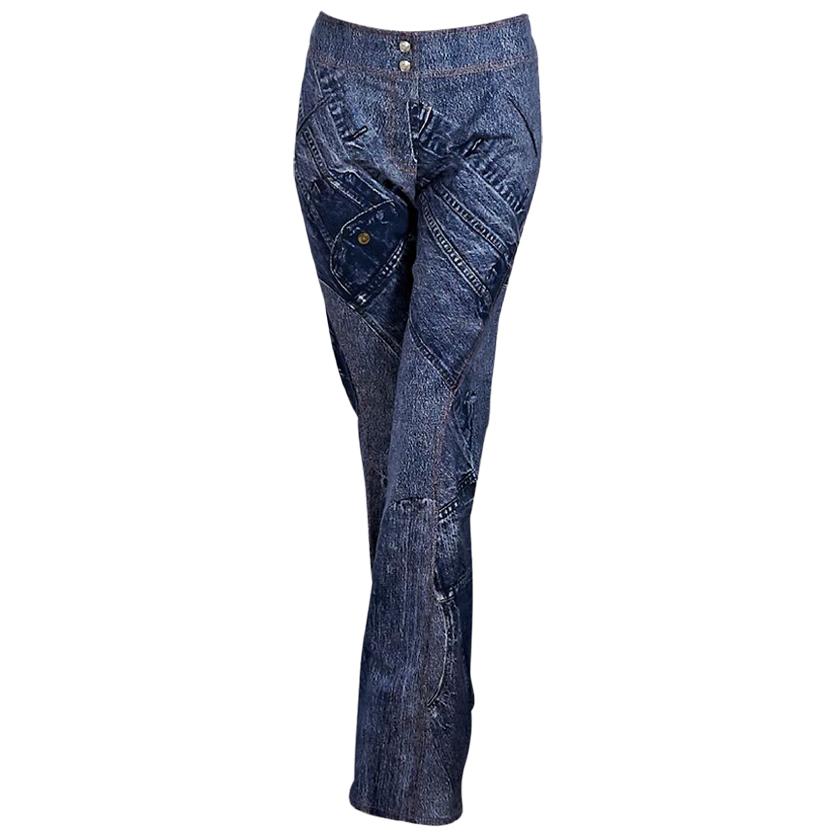 Blue Christian Dior Printed Stretch-Cotton Jeans