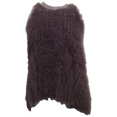 Brunello Cucinelli Taupe Cashmere/Goat Fur Knit Top, Silver Monili Bead Neckline