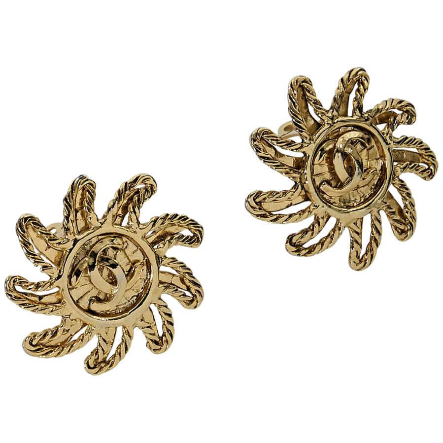 Goldtone Vintage Chanel Starburst Earrings