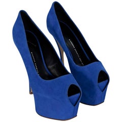 Blue Giuseppe Zanotti Suede Platform Pumps