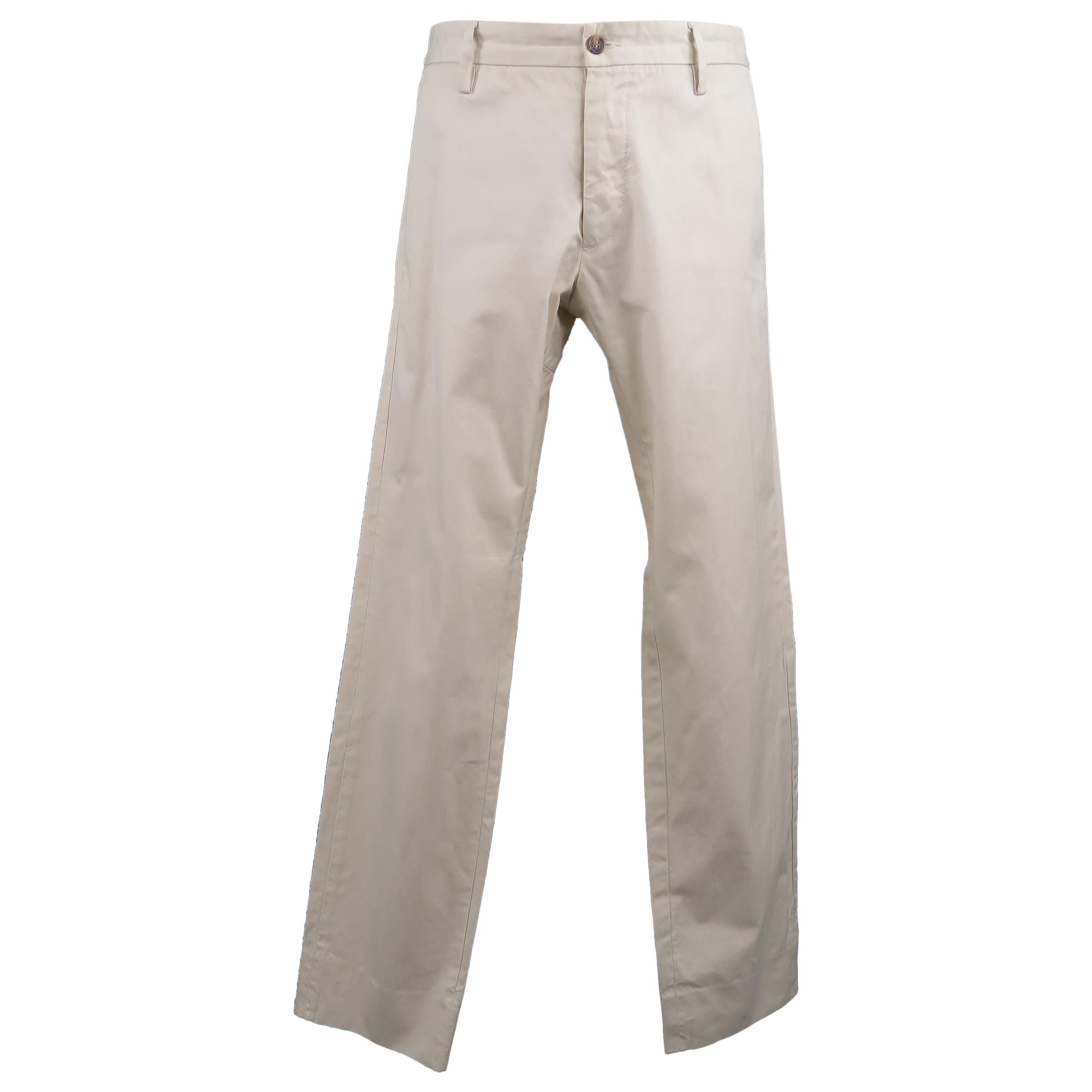 DSQUARED2 Casual solid cream cotton pants with patch details 