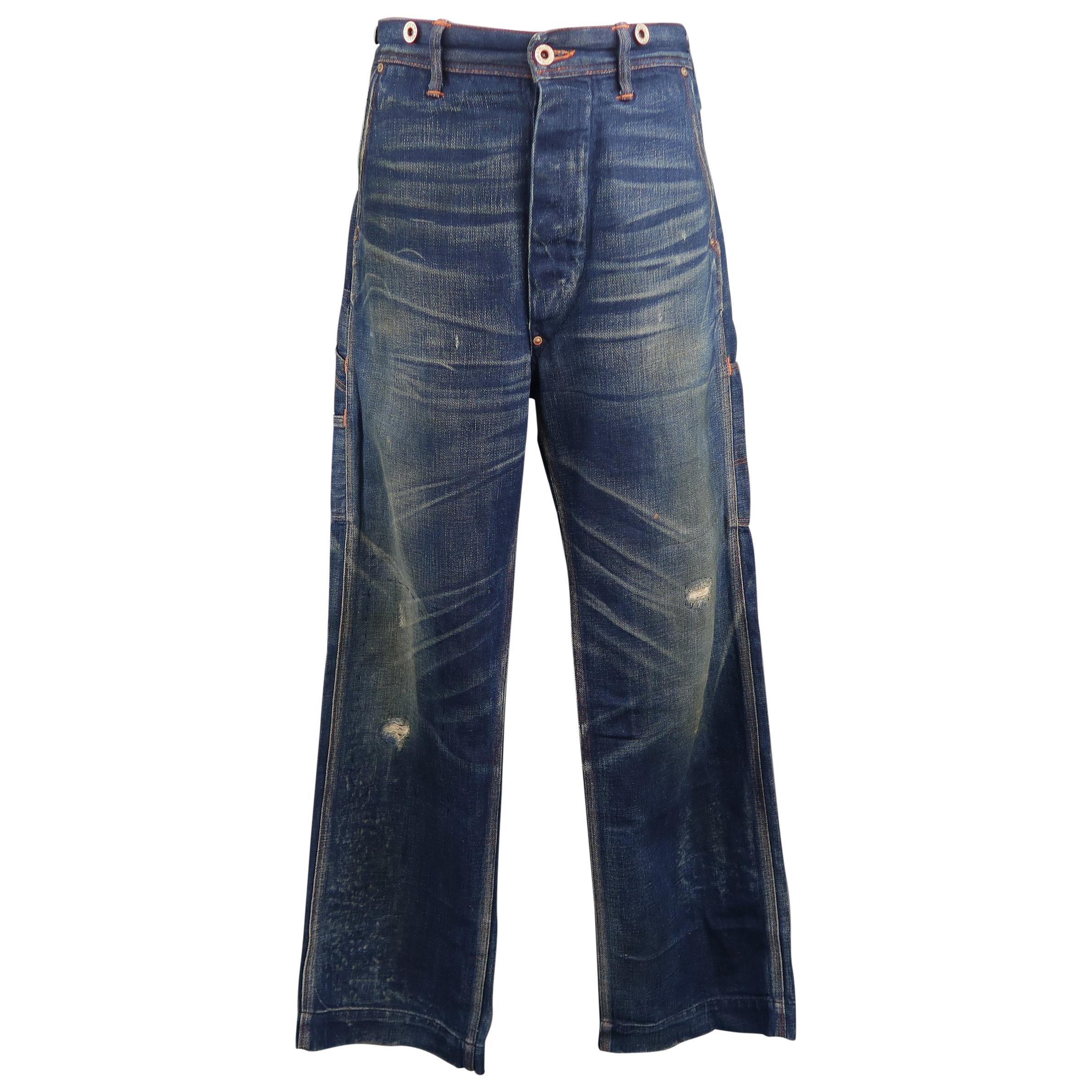 RRL by Ralph Lauren Distressed Medium Wash Selvage Denim Jeans