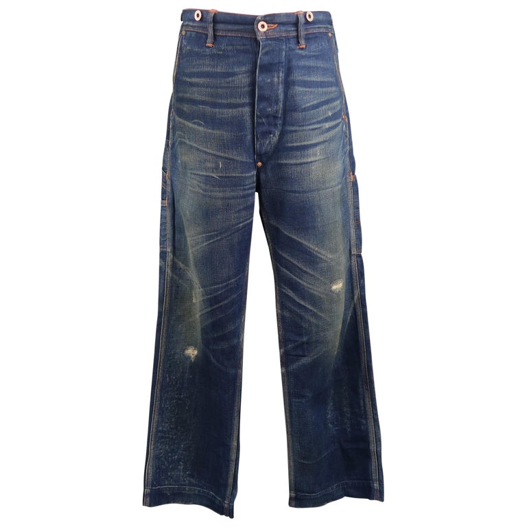 RRL by Ralph Lauren Distressed Medium Wash Selvage Denim Jeans at 1stdibs