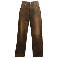 RRL by Ralph Lauren Brown Washed Distressed Selvage Denim Jeans