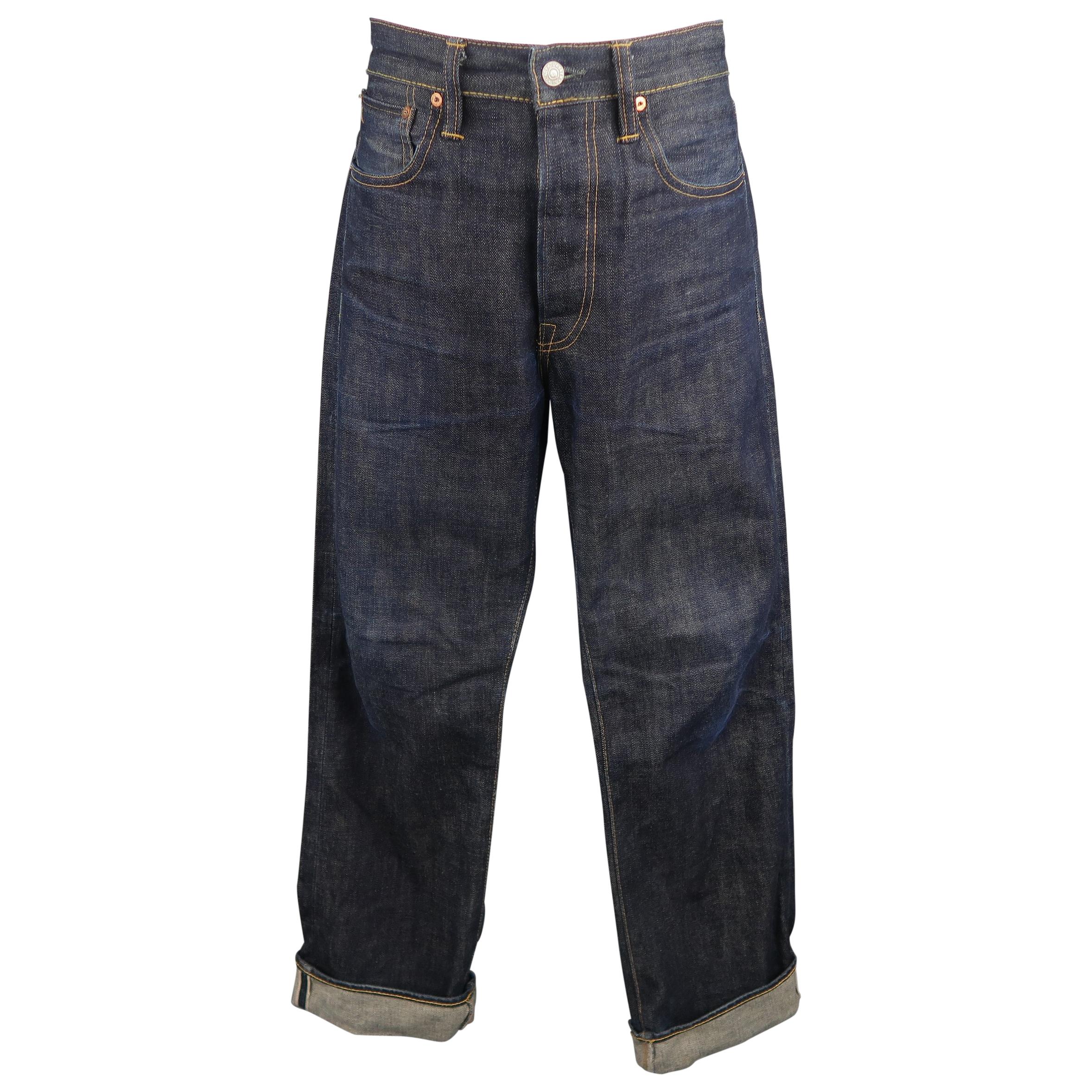 RRL by Ralph Lauren Worn Indigo Contrast Stitch Selvage Denim Jeans