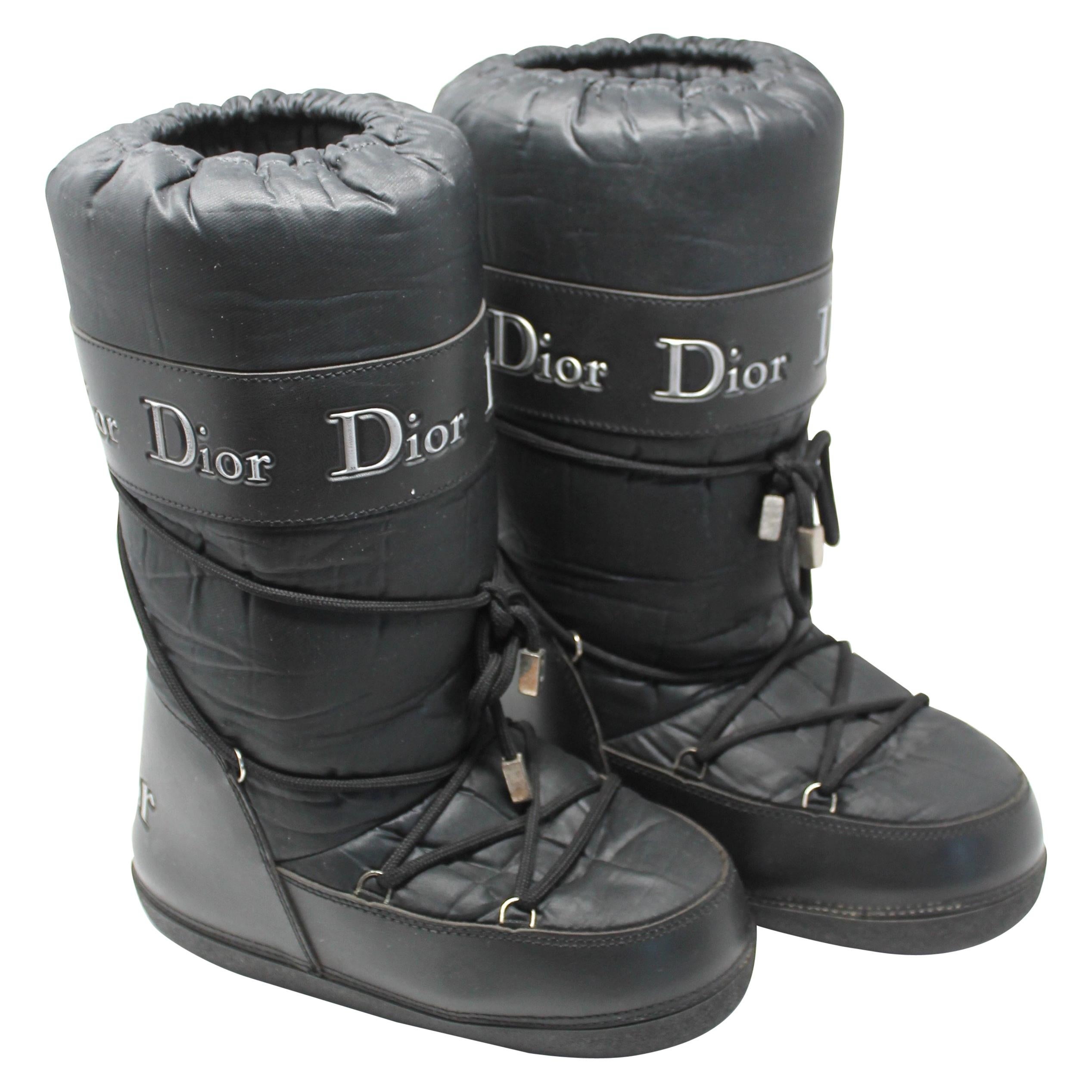 Dior Black Nylon Apres Ski Boots 