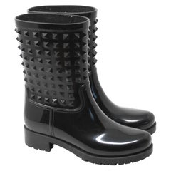 Valentino Black Studded Rain Boots Size 40 EU / US 10
