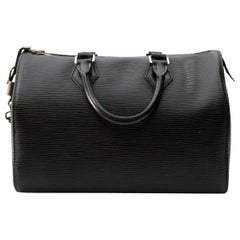 2009s Louis Vuitton Black Epi Leather Speedy 25 Bag