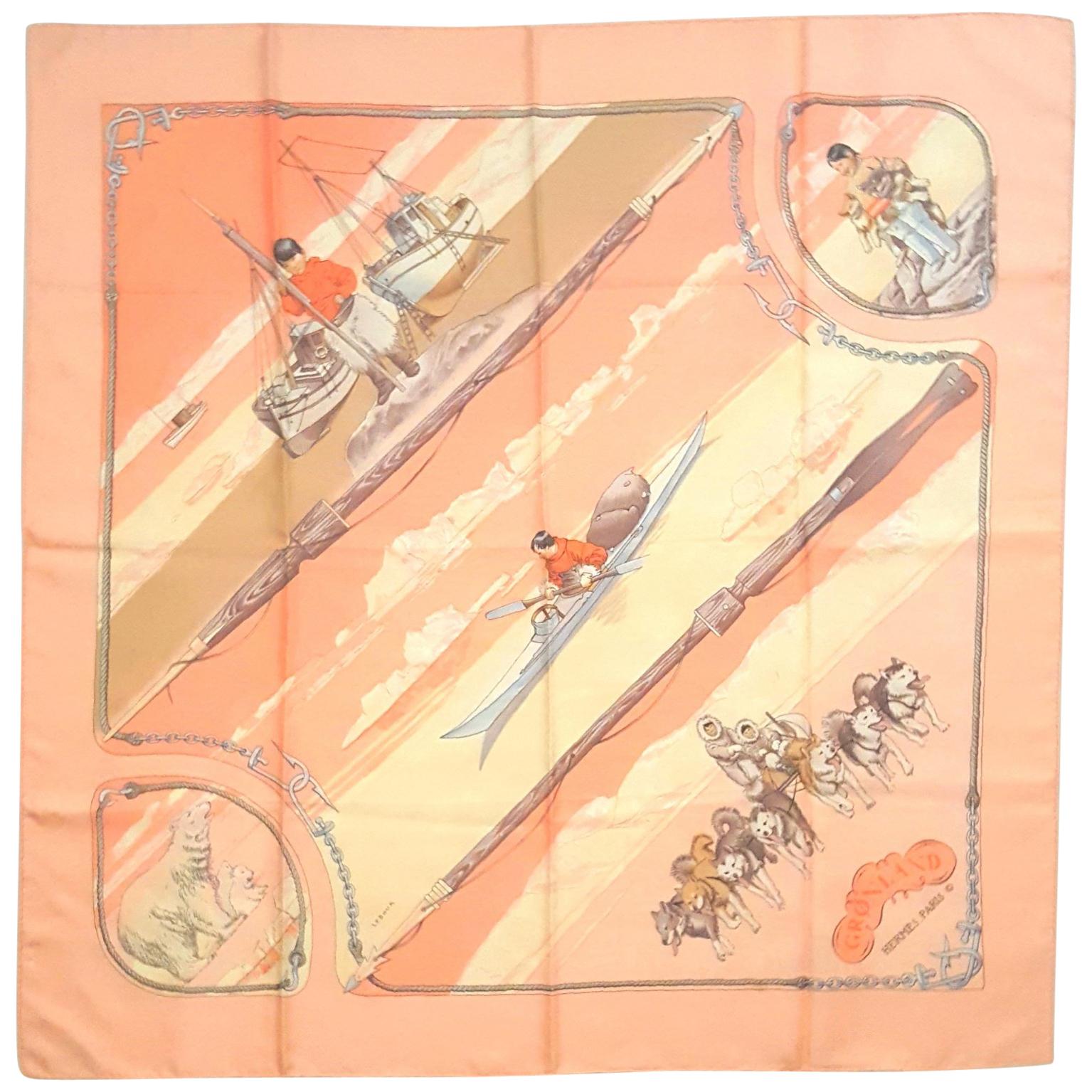 Hermes by Philippe Ledoux Gronland Vintage Silk Carre Scarf 