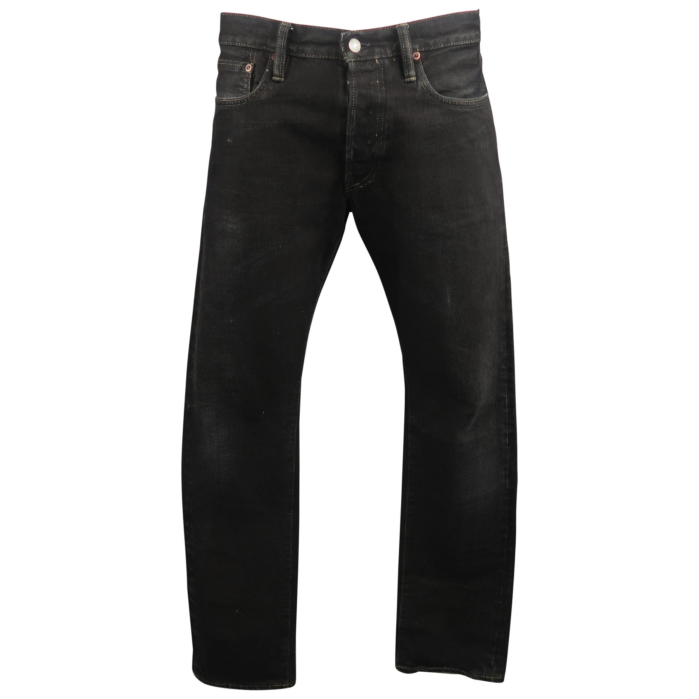 RRL by Ralph Lauren Black Washed Selvedge Denim Jeans
