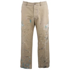 Vintage Ralph Lauren Khaki Paint Splattered Cotton Casual Chino Pants