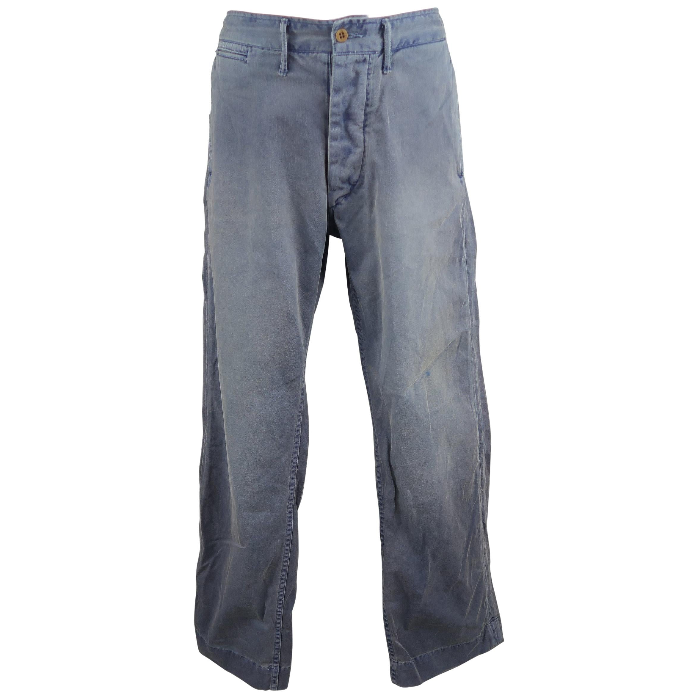 RRL by Ralph Lauren Blue Vintage Wash Cotton Casual Chino Pants
