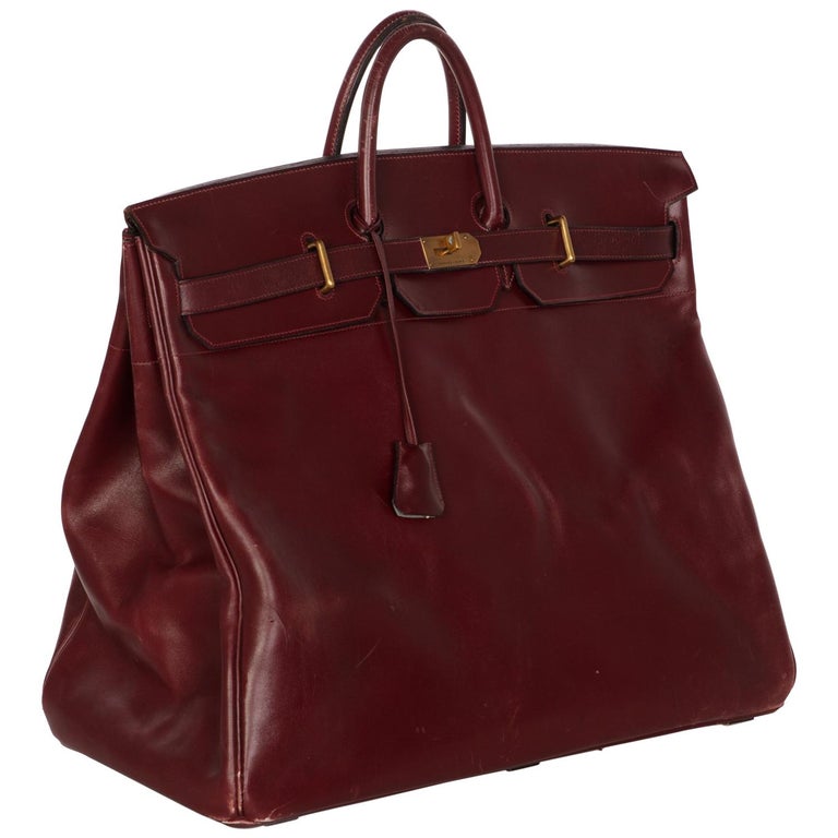 Hermes Bonwit Teller Vintage Burgundy Travel Birkin Bag, 1970s at