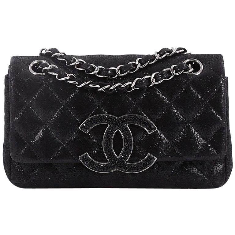 CHANEL Lambskin Quilted Mini CC Crystal Logo Chain Flap Black 1244374