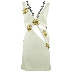 Fausto Puglisi Off White Cut Out Dress with Medallions - Size IT 42
