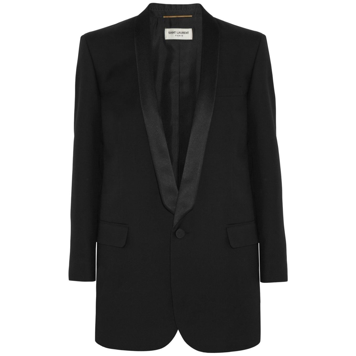 Saint Laurent Satin-Trimmed Wool Gabardine Tuxedo Jacket