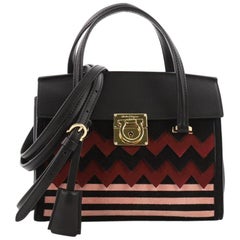 Salvatore Ferragamo Mara Tote Zigzag Suede and Leather Mini