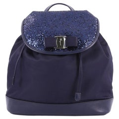 Salvatore Ferragamo Bow Flap Backpack Nylon with Sequins and Leather Medium