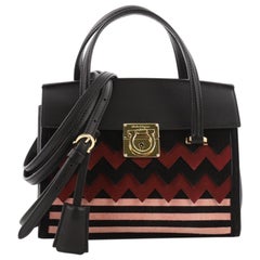 Salvatore Ferragamo Mara Tote Zigzag Suede and Leather Mini