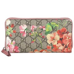 Gucci Zip Around Wallet Blooms Print GG Coated Canvas