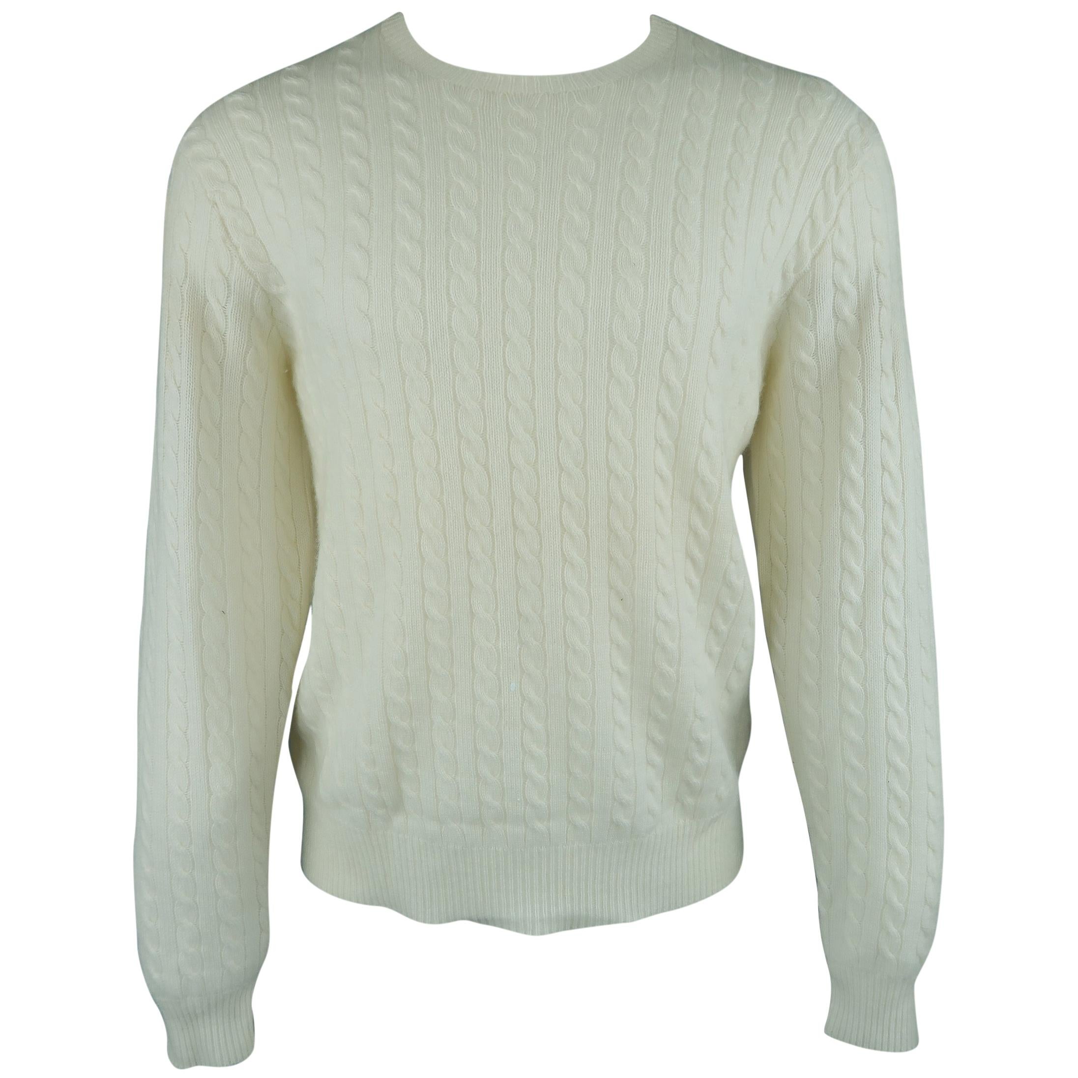 Ralph Lauren Off White Cable Knit Cashmere Sweater