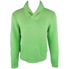 Retro Ralph Lauren Green Knitted Silk Shawl Collar Sweater