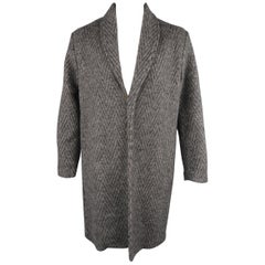  Levi's Made and Crafted Charcoal Gray Chevron Wool Shawl Collar Lapel Coat