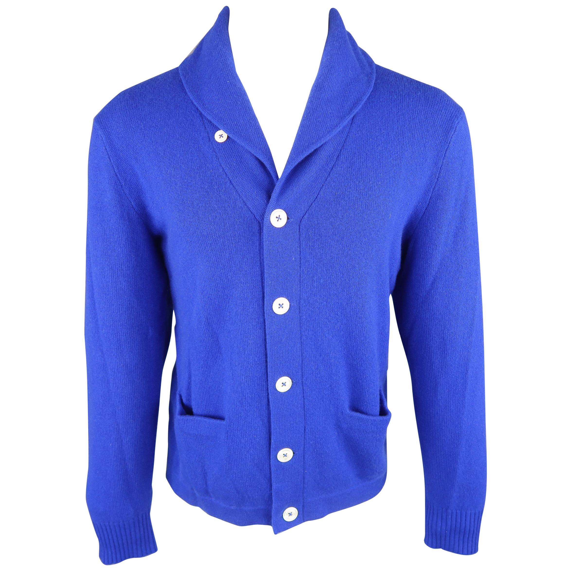 Ralph Lauren Royal Blue Solid Cashmere Button Cardigan