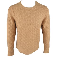 Tasso Elba Tan Cable Knit Cashmere Sweater