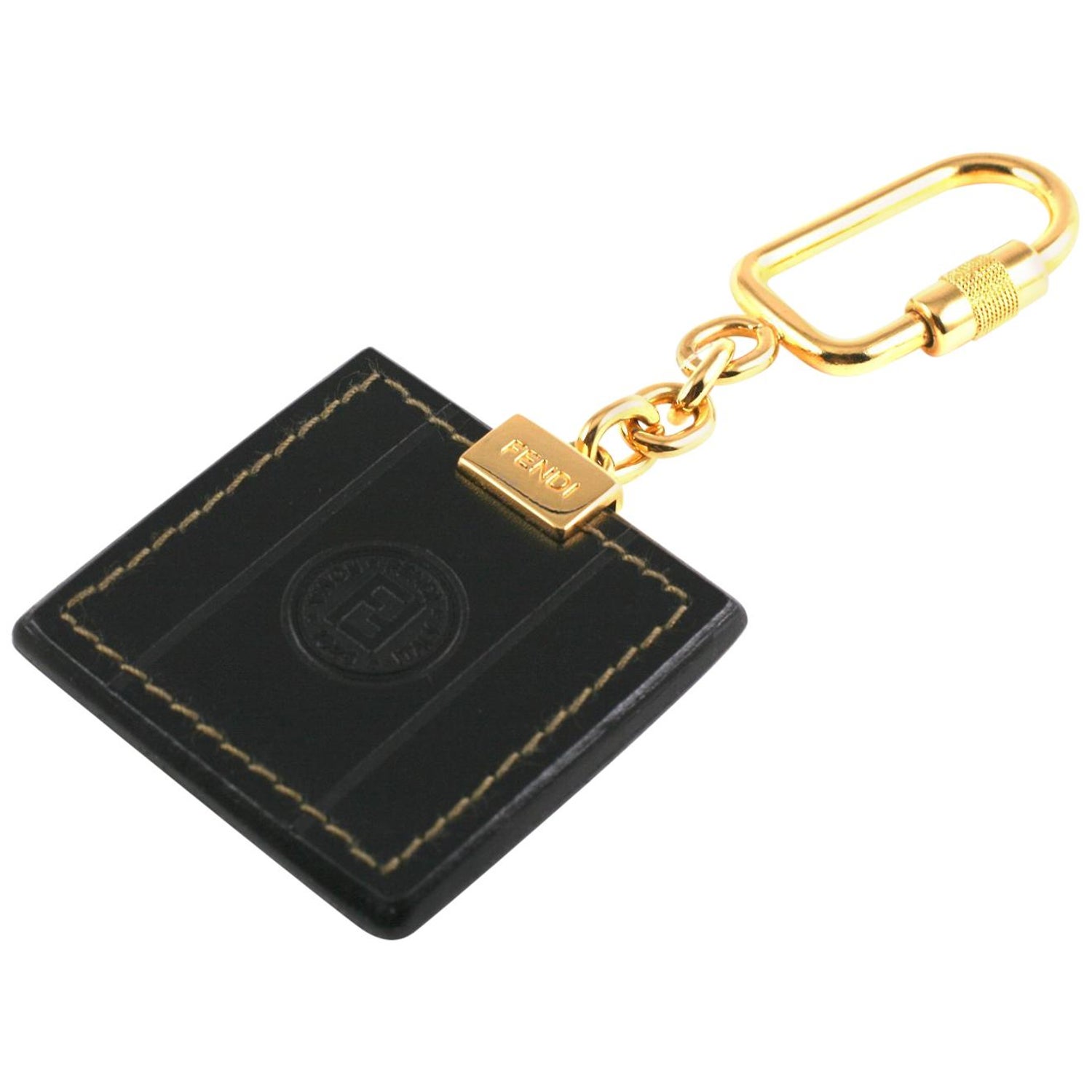 HERMES Square MAISON CASA HOME Charm Key Holder Key ring Leather Orange