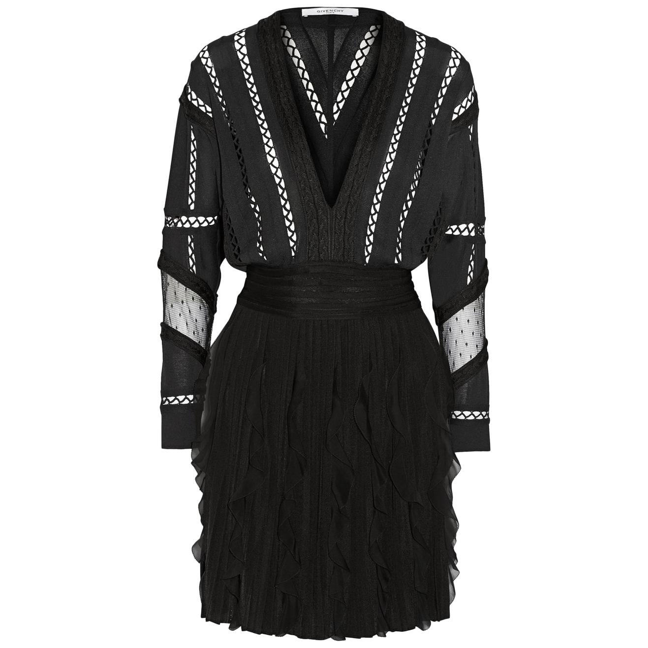 Givenchy Ruffled Silk Chiffon-Trimmed Jersey Mini Dress