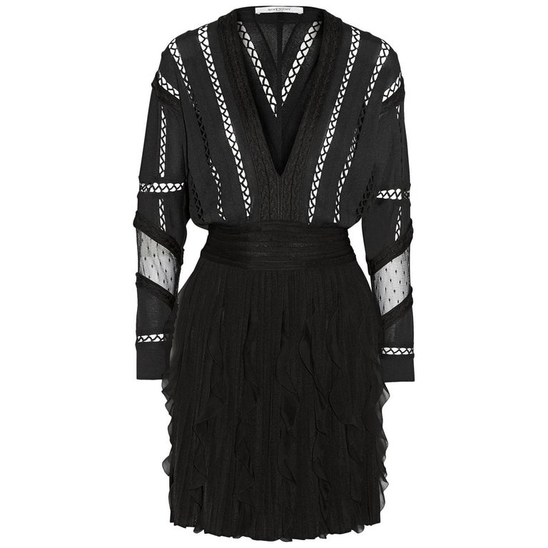 Givenchy Ruffled Silk Chiffon-Trimmed Jersey Mini Dress For Sale at 1stDibs